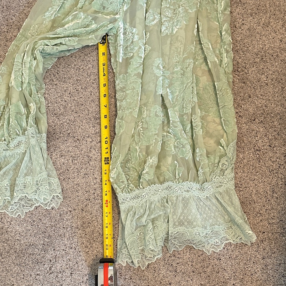 New Free People Forever Young Burnout Lace Pants ~  Seafoam Green - Picture 5 of 12